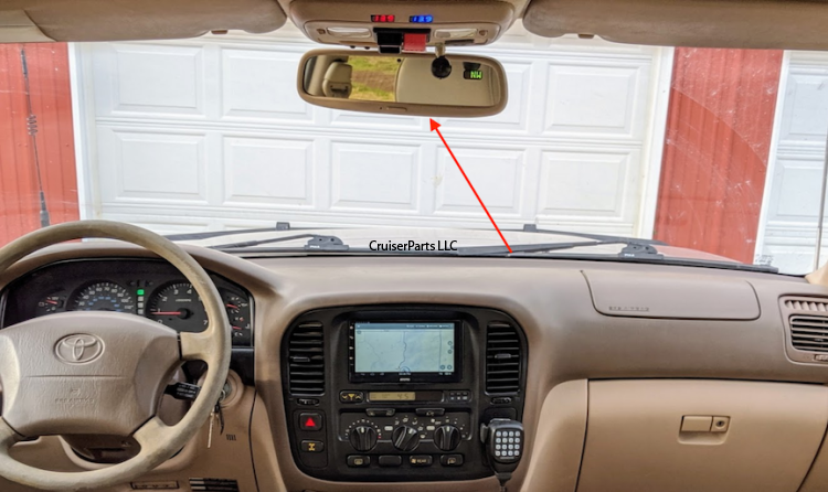 Rear View Mirror With Compass for 98-02 100 Series