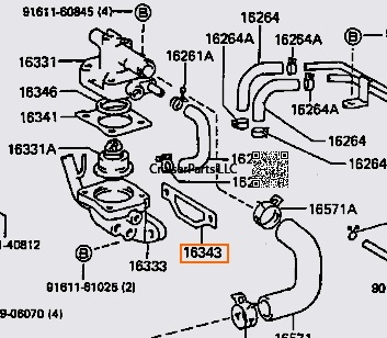 Modal Additional Images for Thermostat Housing Gasket 3F 88-92