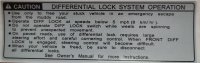 Differential Lock System Operation Decal All Models Gray
