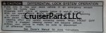 Differential Lock System Operation Decal All Models Gray
