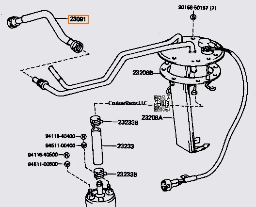 Fuel Tube from Holder to Main Line 88-90 FJ62 Series