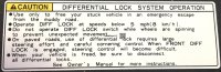 White Version Differential Lock System Operation Decal All model