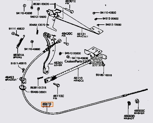 Parking Brake Cable for 7/1970-12/1974 4 spd