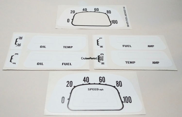 White Gauge Face Decals for 1964-1979 40 Series Cruisers
