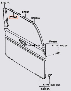 Rear Lift Gate Upper Right Trim/Garnish (Tan 95-97 80 Series)