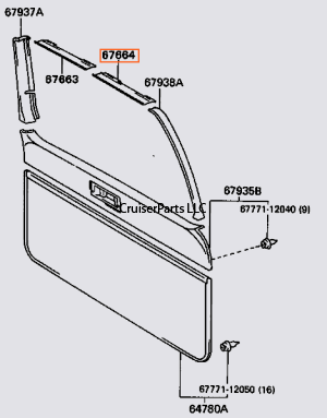 Rear Lift Gate Upper Left Trim/Garnish (Tan 95-97 80 Series)