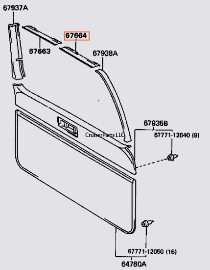 Rear Lift Gate Upper Left Trim/Garnish (Gray 91-97 80 Series)