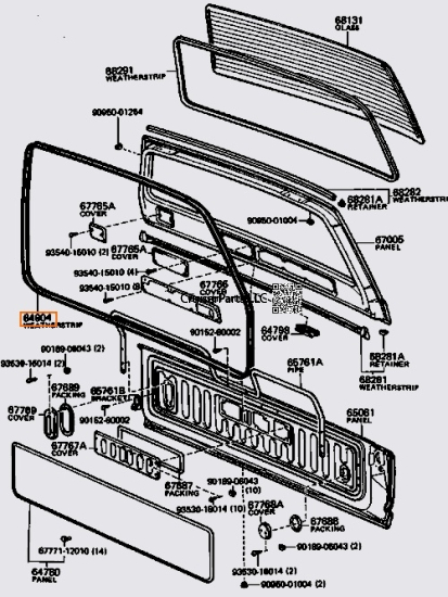 Back Door Surround Opening Weather stripping 81-90
