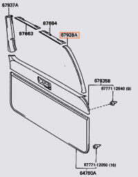 Rear Lift Gate Left Side Trim/Garnish (Brown 91-94 80 Series)