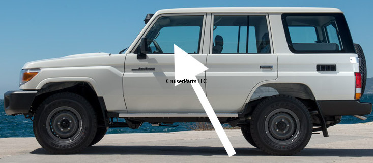 Front Left door window glass w/channel Prado & 4 Door 7x's Only