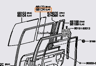 Rear Door Fixed Small door Glass 91-97 80 Series - Used