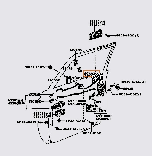 Modal Additional Images for Front Door Inside Locking Link RH 90-97