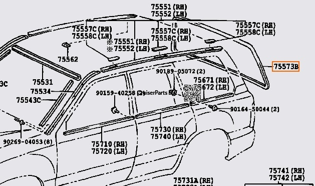 Modal Additional Images for Rear Liftgate Window Rubber 98-07
