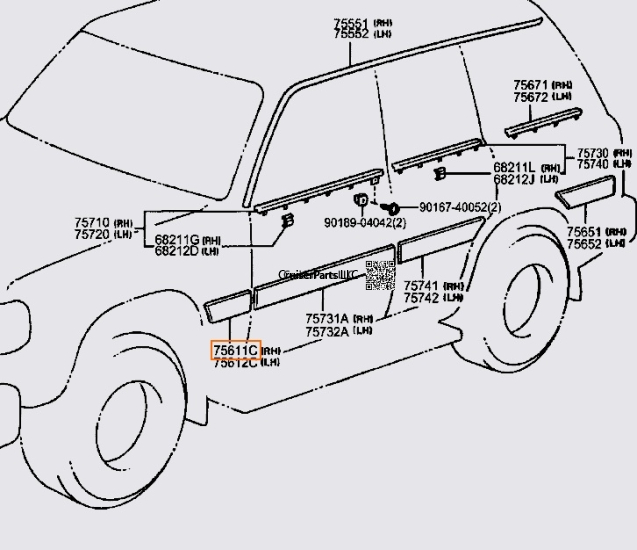 Modal Additional Images for Right front fender side body moulding 91-97