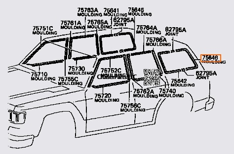 Modal Additional Images for Left Quarter Window Outside Rear Moulding 81-90