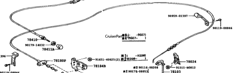 ACCELERATOR CONTROL Cable 1.1990-01.1995 HDJ80,HZJ80 LHD ATM