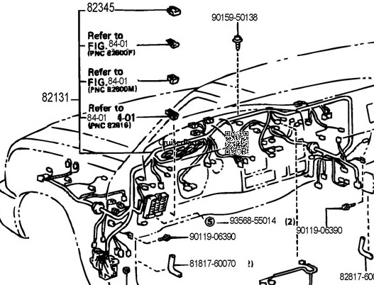 Cowl Wiring Harness Main 1995 & 1996 80 Series LHD