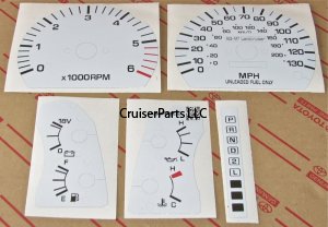 Toyota White Gauge Label Set 1993-1997