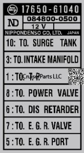 Vacuum Piping Switching Valve 8/76-9/77 (17650-61040)