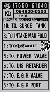 Vacuum Piping Switching Valve 8/76-9/77 (17650-61040)