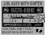 Coil Assy. With Igniter Part Number Decal1 9070-61010