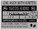 Coil Assy. With Igniter Part Number Decal1 9070-61010