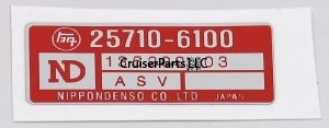 ASV Valve Part Number Sticker Red 79-80
