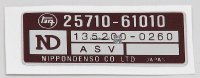 ASV Valve Part Number Sticker Brown 79-80
