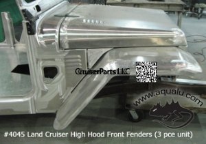 FJ40 / 45 High Hood Front Fender (Extra Wide) 3 Pieces Together