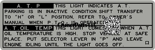 A.T.P. - A.T. Oil Temp Caution Visor Card 10/'87- 01/'98