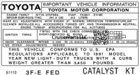 1991 3F-E FED Catalyst KT Important Information Decal