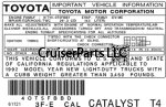 1992 3F-E CAL Catalyst T4 Important Information Decal