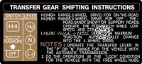 Transfer Case Gear Shifting Instructions 8/86-1/90