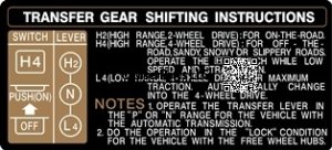 Transfer Case Gear Shifting Instructions 8/86-1/90