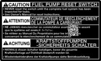Fuel Pump Reset Switch Sticker