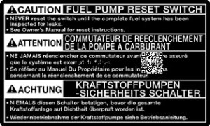 Fuel Pump Reset Switch Sticker