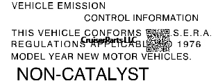 Vehicle Emission Control Decal NON-CATALYST 1976