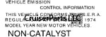 Vehicle Emission Control Decal NON-CATALYST 1974