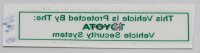 Toyota Vehicle Security System Decal