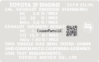2F California Exhaust Emission Decal