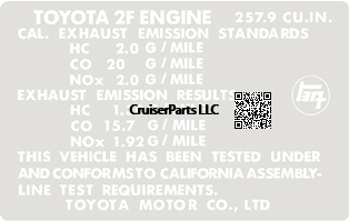 2F California Exhaust Emission Decal
