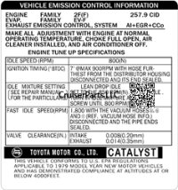 1979 Vehicle Emissions Decal