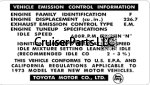 1973 Vehicle Emissions Control Decal