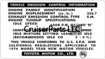 1974 Vehicle Emissions Control Decal