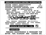 1976 Vehicle Emissions Control Decal