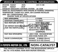 1978 Vehicle Emissions Control Decal