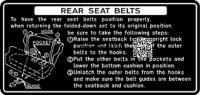 Rear Seat Belts Instructions Decal 81-88 (60/62 Series)