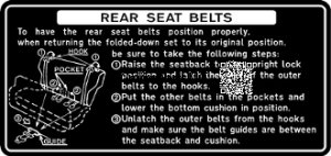 Rear Seat Belts Instructions Decal 81-88 (60/62 Series)