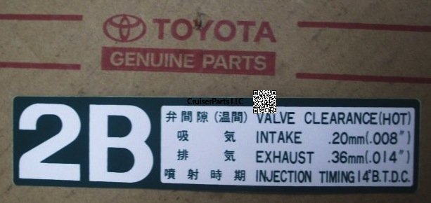 Modal Additional Images for 2B Valve Cover Decal 14* BTC Green BJ41-BJ44