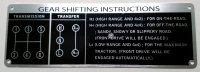 5-Speed Gear Shifting Instruction Plate
